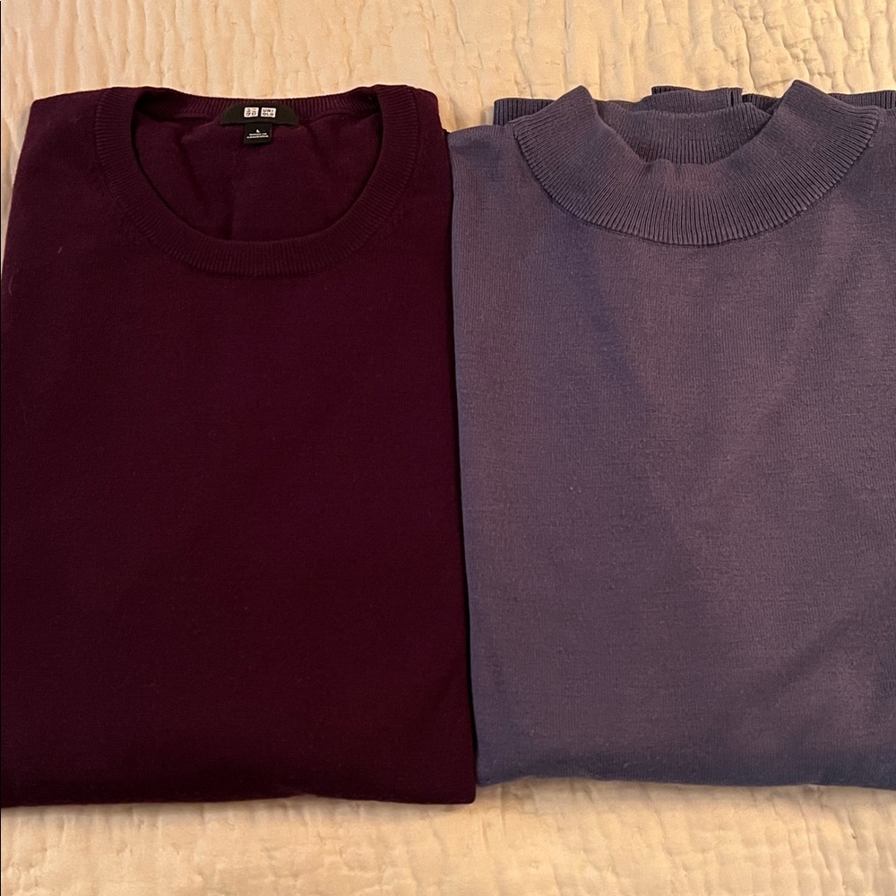 Uniqlo Maroon and Zara blue Sweater Duo
Mens dry cleaned L